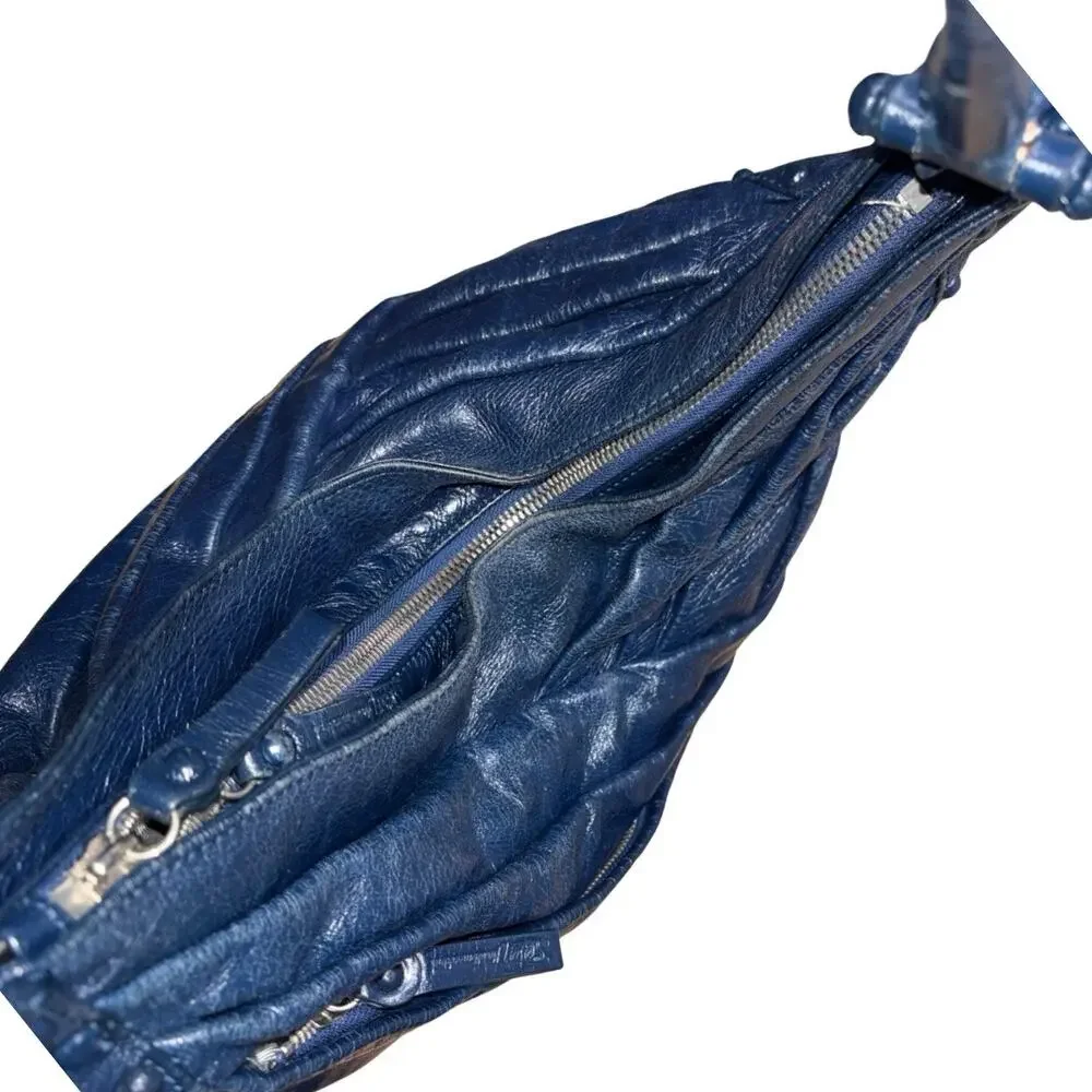 7 Seven for All Mankind Blue Patent Leather Hobo Shoulder Bag